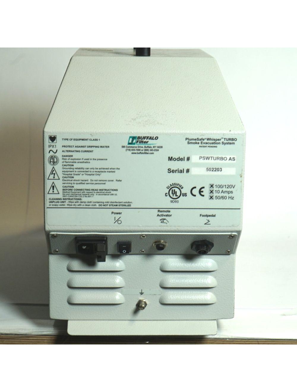 Buffalo Filter Whisper PSWTURBO PlumeSafe Smoke Evacuation Suction PSW Turbo AS Sol International Medical