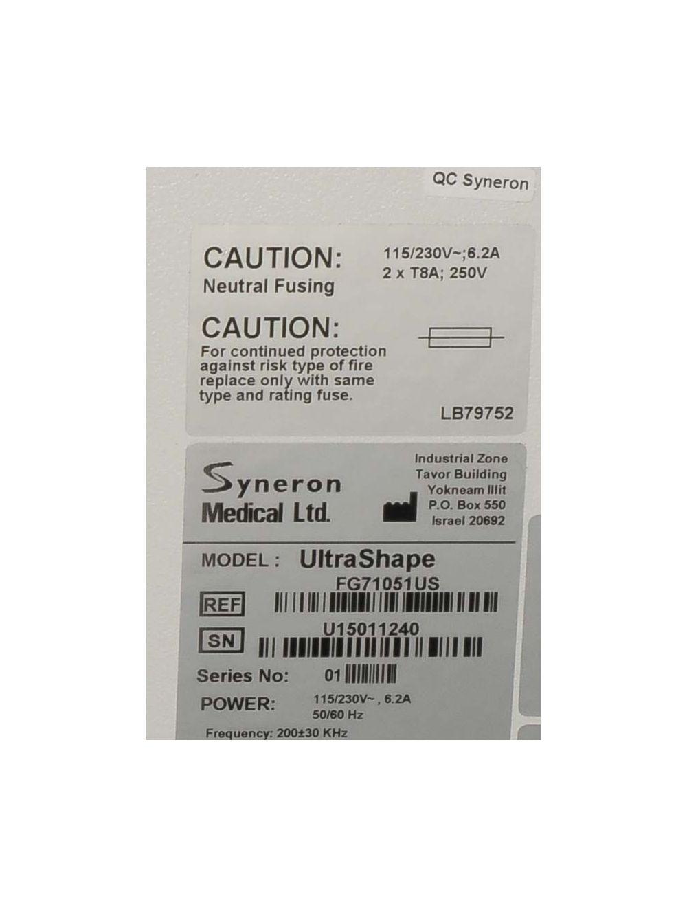 2015 Syneron UltraShape Ultrasound Body Contouring Laser Candela Ultra Shape