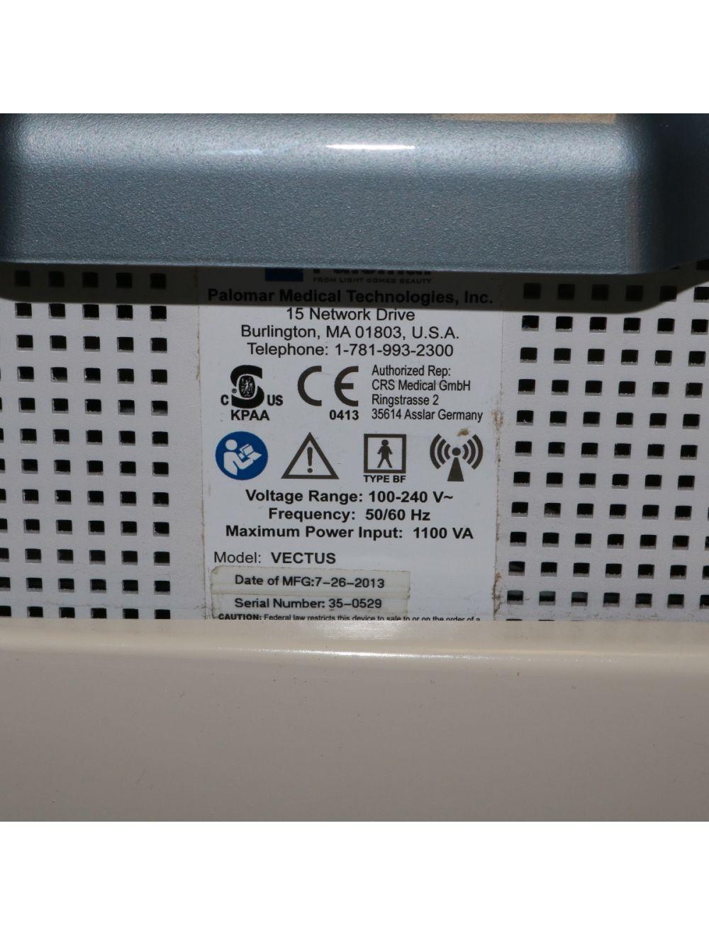 2013 Cynosure Palomar Vectus 810 nm Diode Hair Removal Laser w/ Large Optic