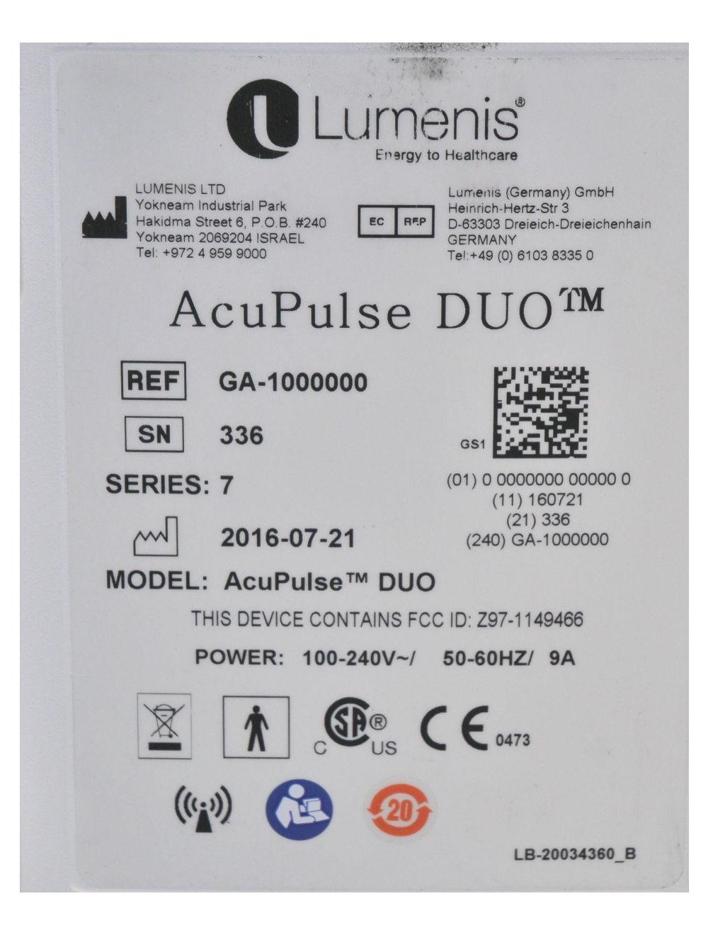 2016 Lumenis AcuPulse DUO CO2 Laser SilkLaser Scanner AcuScan 120 SurgiTouch Lumenis