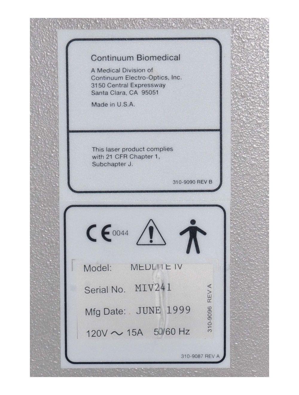 ConBio Medlite IV Q-Switch Nd:YAG Tattoo Removal Laser Q-Switched Con Bio 1999 Sol International Medical