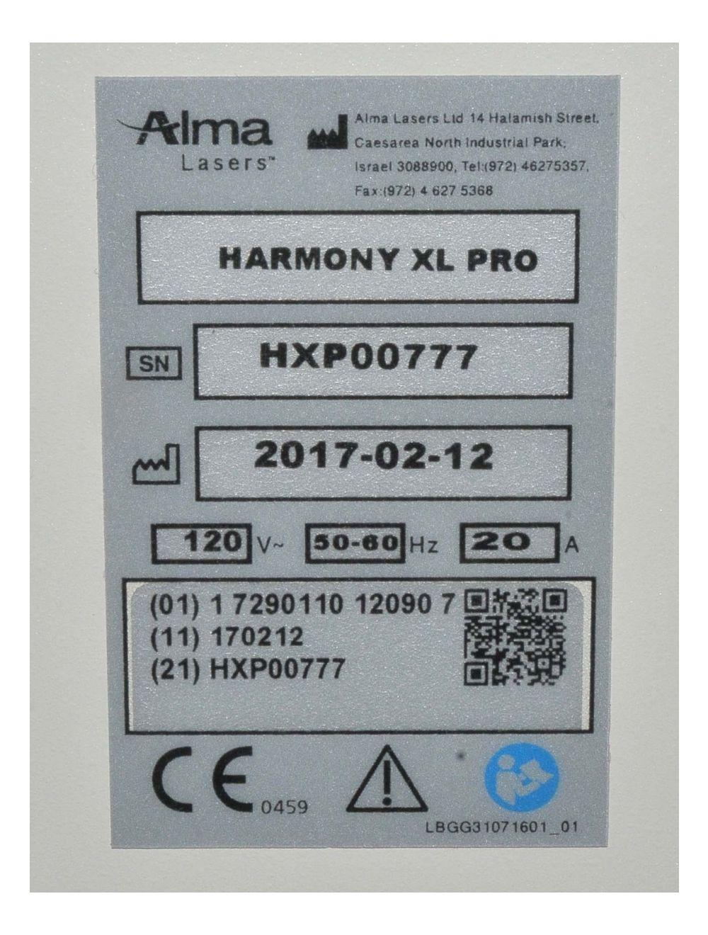 2017 Alma Harmony XL PRO Erbium Laser w iPixel Er Handpiece Hair Removal HR Alma