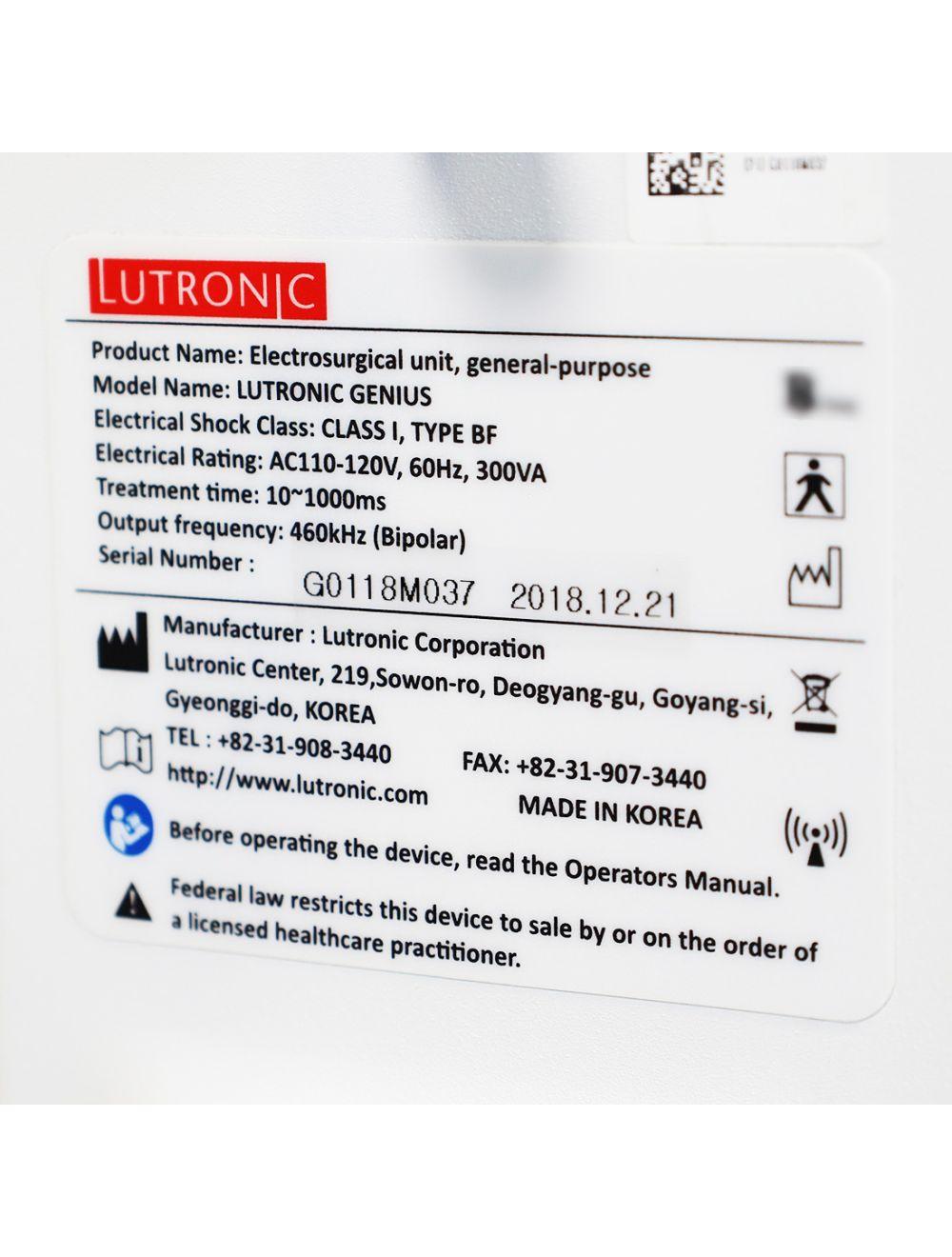 2018 Lutronic Genius Intelligent Focused RF Radio Frequency Microneedling System