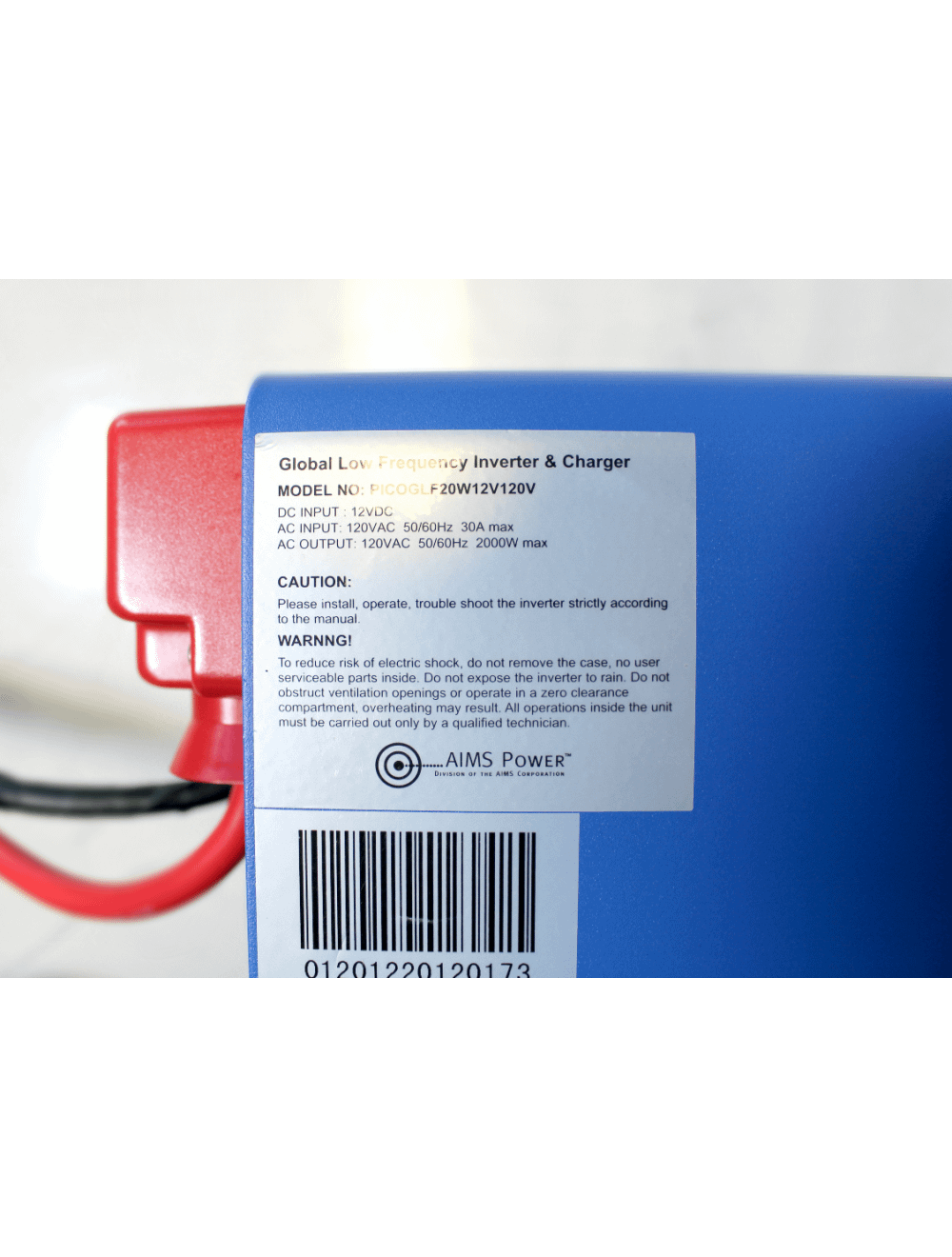 2000 Watt Pure Sine Inverter Charger 12Vdc to 120Vac Output and Battery Sol International Medical