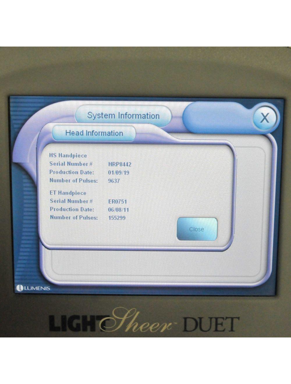 Lumenis LightSheer Duet Diode 810 Hair Removal Laser Light Sheer ET &amp; HS 2009 Lumenis