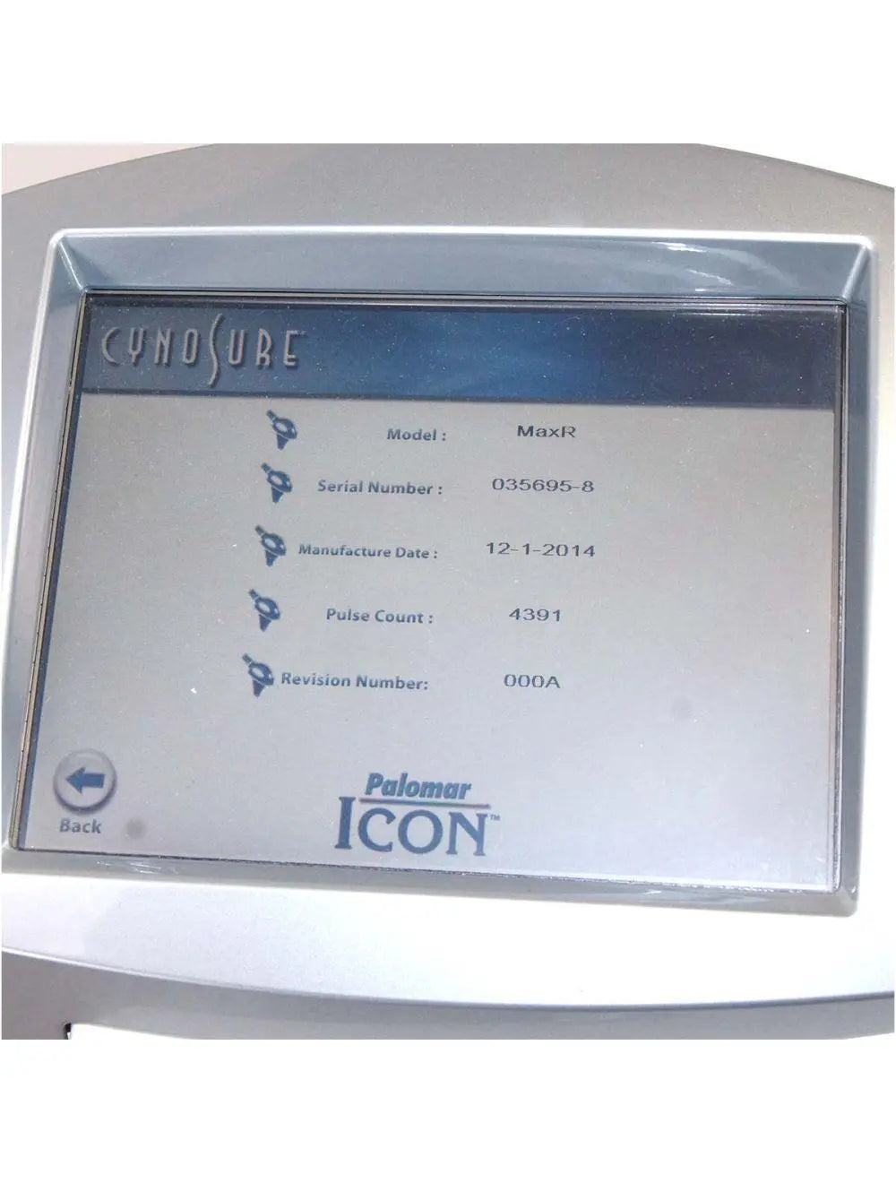 2014 Cynosure Palomar Icon IPL Laser Hair Removal Pigmented Lesions MaxR MaxYs Palomar