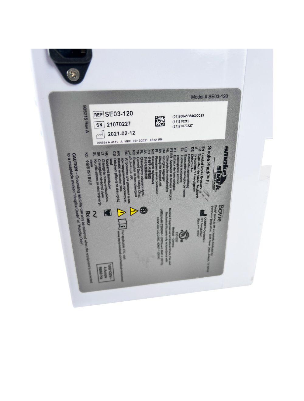 Bovie Smoke Shark III SE03-120 Surgical Smoke Evacuator w/Pencil Adapter 2021