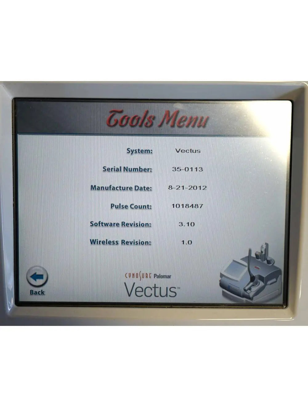 2012 Palomar Vectus 810 nm Diode Laser Hair Removal Cynosure Aesthetic Treatment Palomar