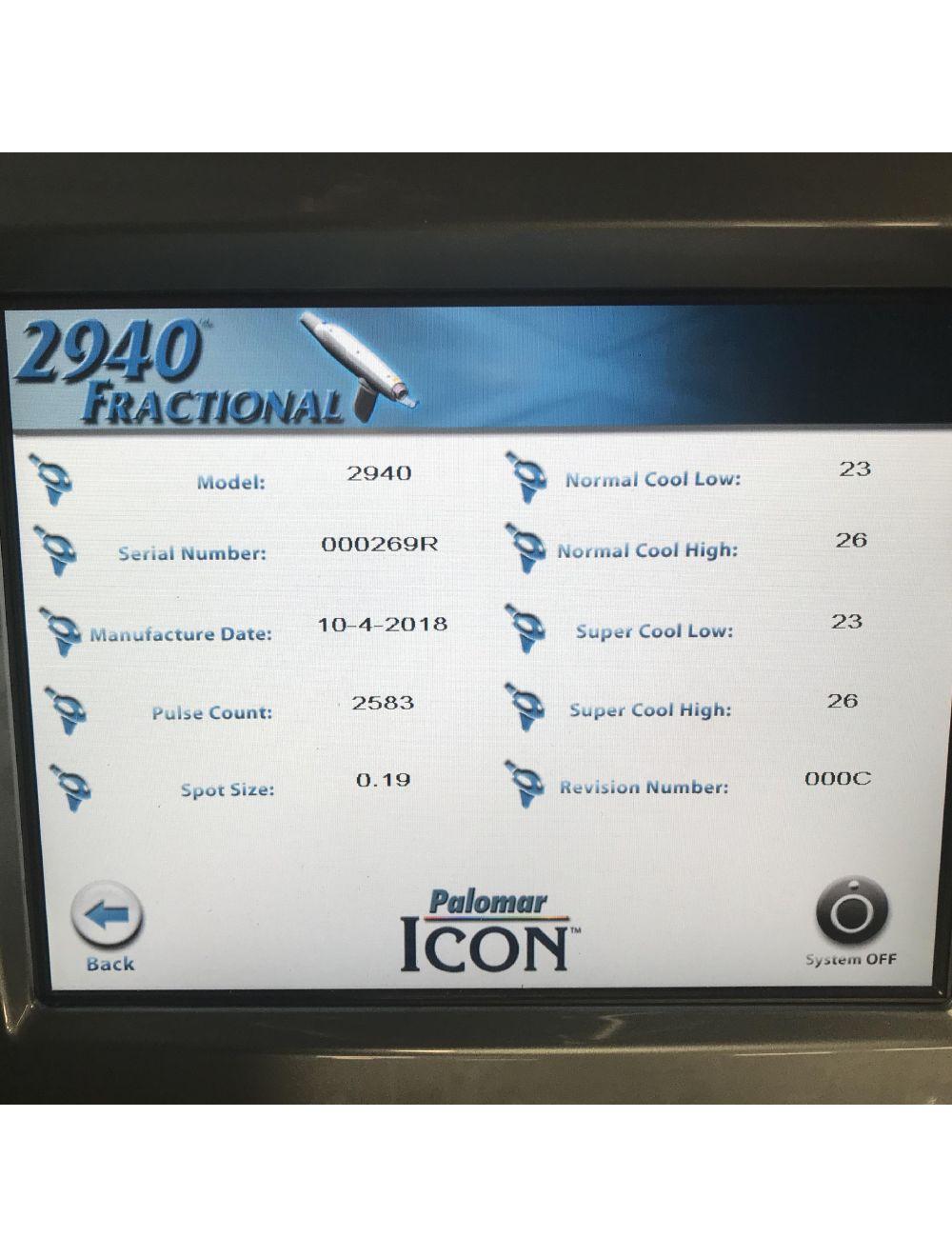 2018 Cynosure Palomar ICON 2940 Erbium Fractional Laser Handpiece ONLY >3K SHOTS image 4