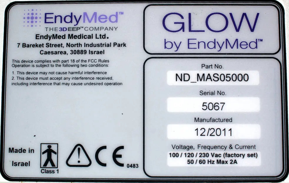 2011 EndyMed GLOW 3DEEP RF Skin Tightening Body Contouring System