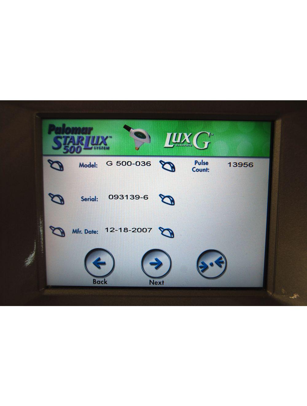 Cynosure Lux G 500 Handpiece StarLux Hand Piece LuxG Palomar 2007 image 9