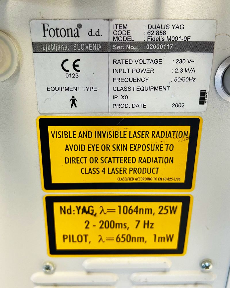 2002 Fotona Dualis VP Nd:YAG Fidelis 1064nm Laser Hair Removal System M001-9F