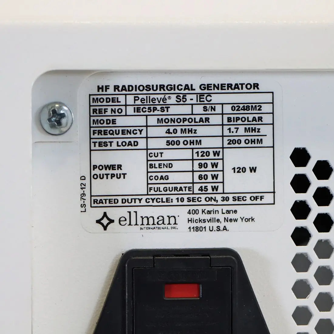 Ellman Pelleve S5 RF Wrinkle Reduction Radio-surgical System IEC5P-ST Generator Sol International Medical